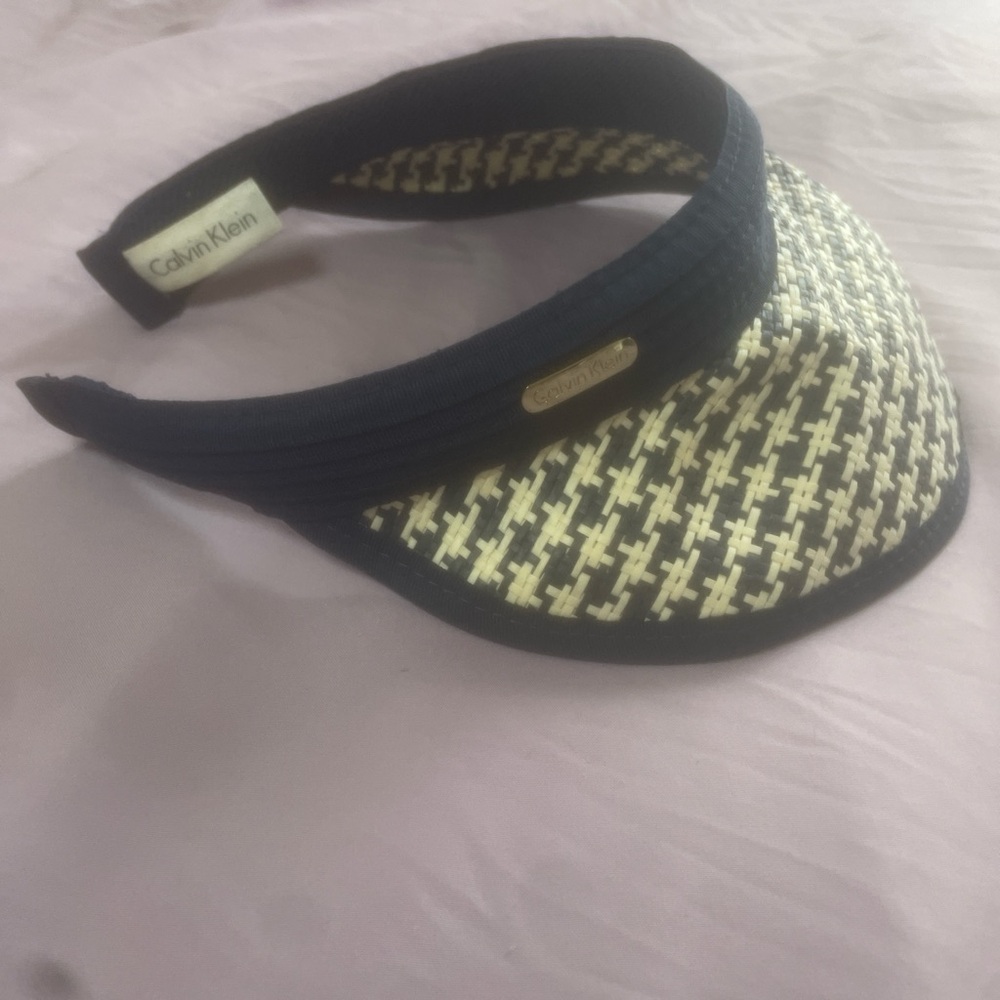 Calvin Klein Navy and Cream Patterned Women's Visor